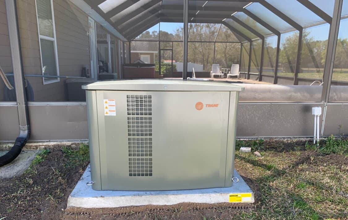 Image of a brand new Trane 22kW installed by GenCo in Beaufort