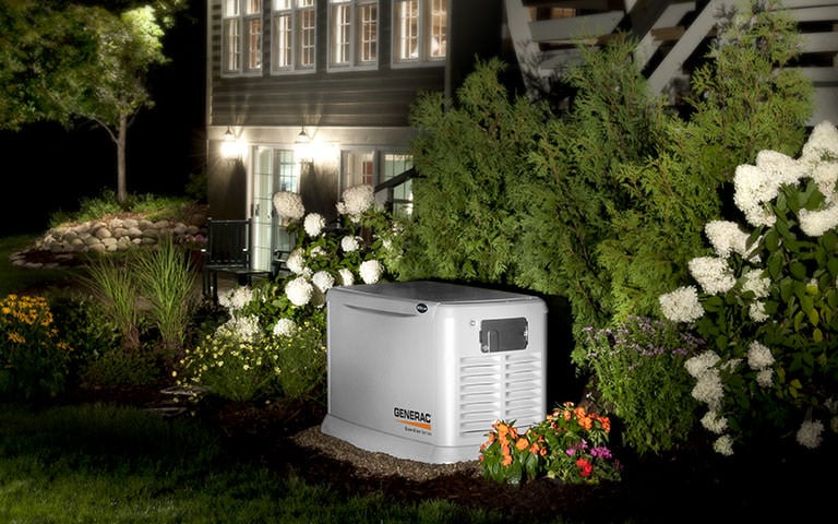 Generac standby generator providing essential power during a storm in Oakatie, SC, installed by GenCo Generator