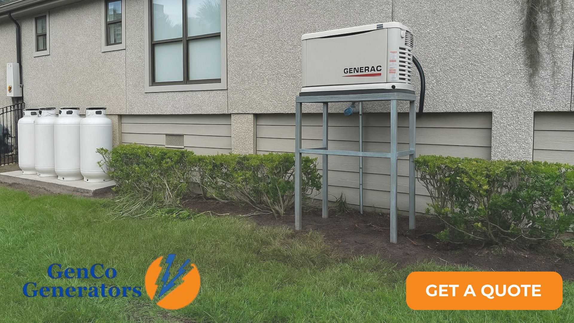 Generac on a Platform GenCo Generator providing whole-house generator installation in Nassau County, FL; Camden and Glynn Counties, GA; and Beaufort, SC Lowcountry