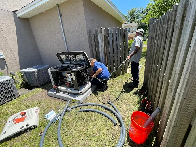 A standby generator provides power during a power outage