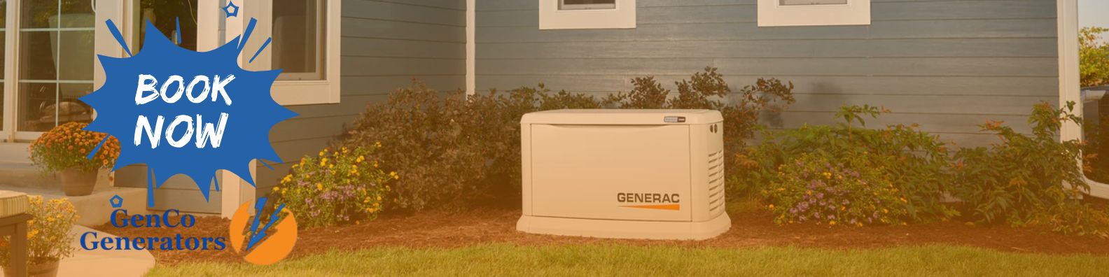 Gas powered generator running during a summer storm while nearby home standby generators keep central air conditioner systems operating across the Georgia coastline.